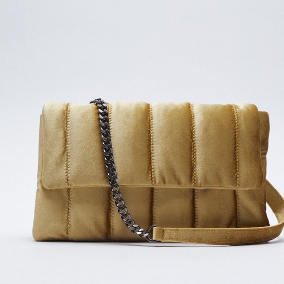Zara Handbags - ZARA BNWT Quilted Velvet Shoulder Bag